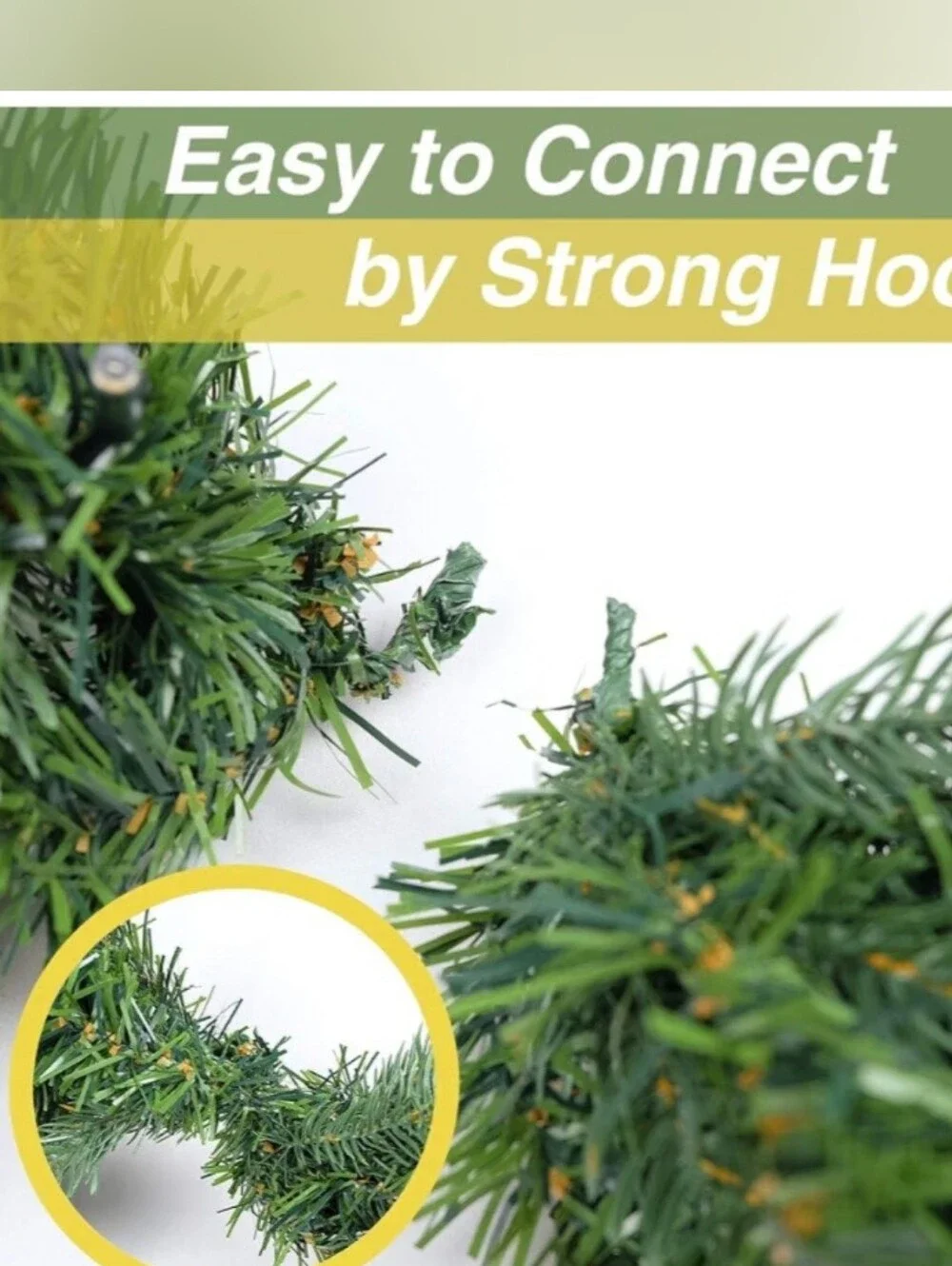 Classic Pre-Lit Green Pine Garland with Warm LED Lights. 9 feet. NWT.